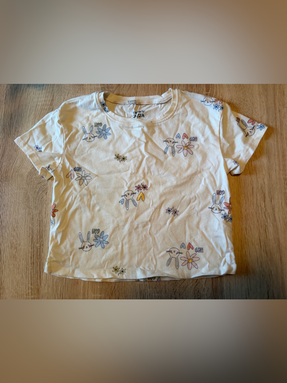 Carter's Cream Short Sleeve Tee with Bunny & Floral Print